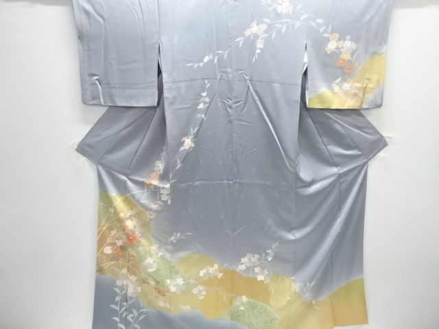 JAPANESE KIMONO / HOMONGI / SILK / FLORAL PLANTS